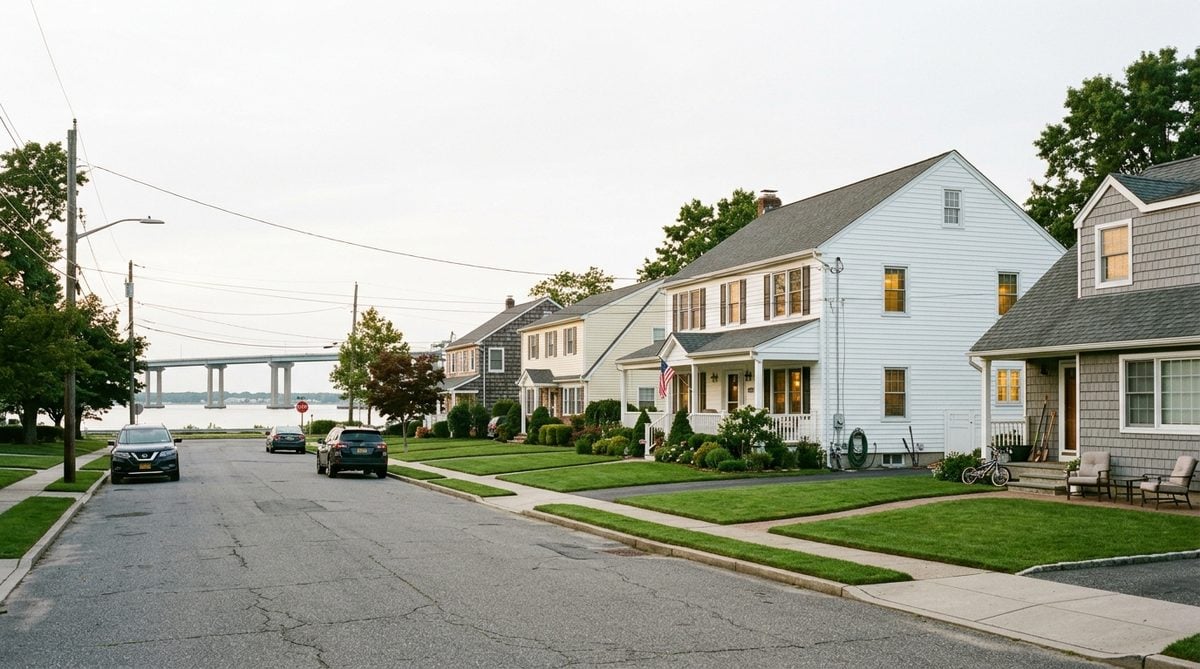 Wide colonial homes on a residential West Islip street